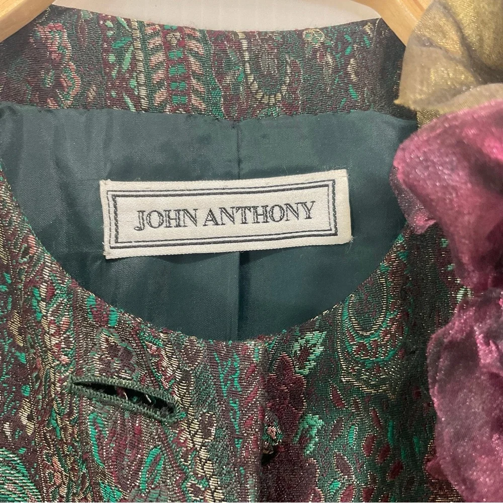 John Anthony Couture Green Paisley Evening Jacket - Picture 10 of 11